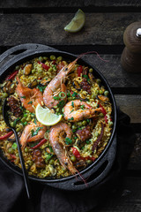 Spain rice dish - seafood paella 