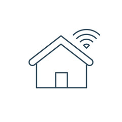 Smart home icon. Wireless house sign. Home automation app symbol. Home control vector logo template, house logo, wifi emblem, internet services mobile application, signalling system theft protection.