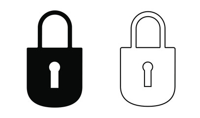 Lock key vector icon isolated illustration, black and white version