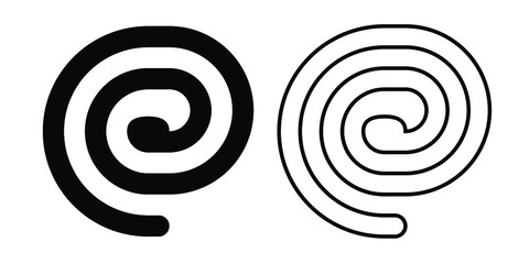 Round spiral vector isolated illustration, black and white version