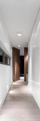 White and elegant home corridor, panorama