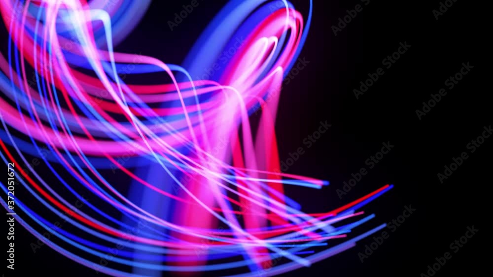 Aufkleber light flow bg in 4k. abstract looped background with light trails, stream of red blue neon lines in 