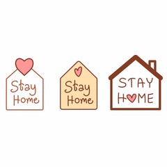 Set of stay home icon design for sticker, banner, poster, advertising. Symbol vector