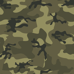 Fototapeta premium Khaki camouflage vector background seamless pattern for printing. Pattern for hunting and fishing.