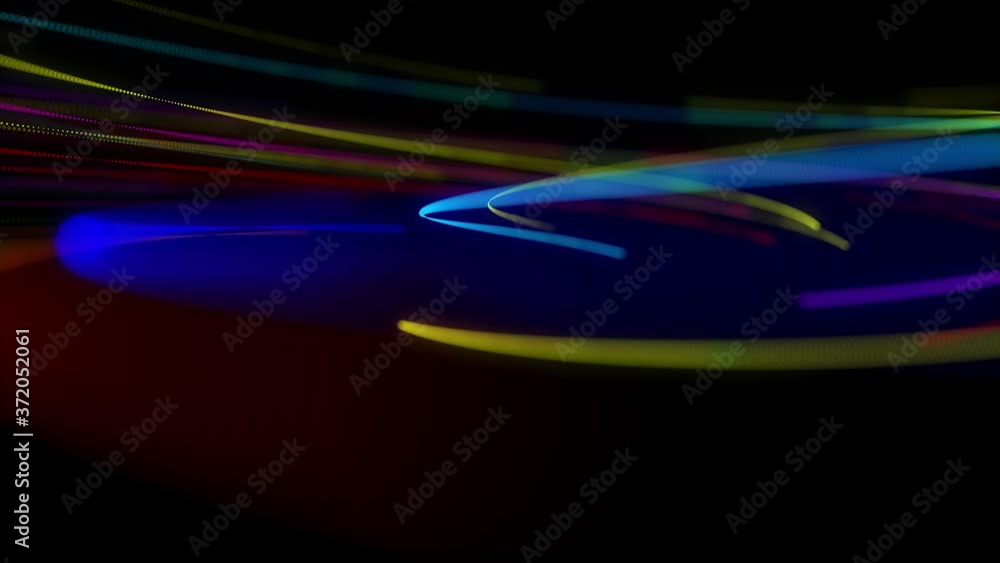 Poster stylish creative abstract background in 4k. colored lines swirling in spiral fly along swirling path