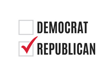Democrat, Republican Check Mark, Vote, President Election, Politics Vector Illustration