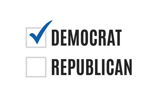 Democrat, Republican Check Mark, Vote, President Election, Politics Vector Illustration