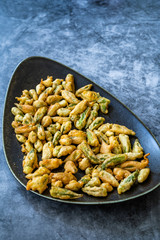 Fried Okra Tempura with Yogurt / Yoghurt Sauce.