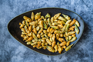 Fried Okra Tempura with Yogurt / Yoghurt Sauce.