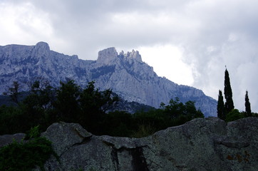 mountain landscape with clouds