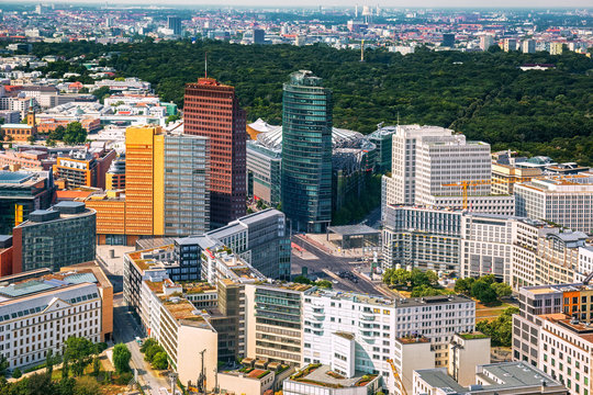 Potsdamer square in Berlin, Germany. View from above.