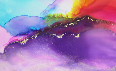 Art Abstract painting blots horizontal background. Alcohol ink colors. Marble texture.