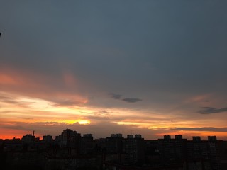 sunset in the city