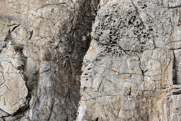 Wonderful rock formations in Crimea. Stone texture