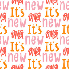 It is New. Trendy lettering with pop art seamless text. Seamless texture. Vintage background poster. Geometric art seamless pattern. Fashion graphic print