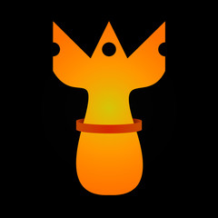 Logo en forma de tenedor amarillo diferente especial para, por ejemplo, restaurantes 