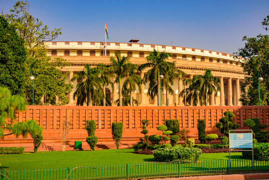 The Sansad Bhawan or Parliament Building is the house of the Parliament of India, New Delhi.  It was designed based on  Ashoka Chakra by the British architect Edwin Lutyens & Herbert Baker in 1912-13.