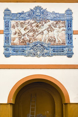 polychrome azulejos panels in a house in Aveiro, Portugal