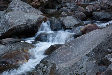 Cascading water by rocks