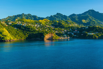 A view towards Kingstown, Saint Vincent in the early morning light - obrazy, fototapety, plakaty