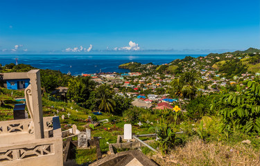 A view looking down on Kingstown, Saint Vincent