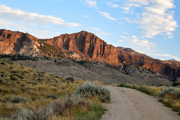 Dirt road to the mountains in Montana