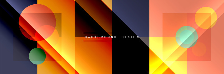 Neo memphis geometric pattern with circles, squares and lines. Pop art abstract background for covers, banners, flyers and posters and other templates