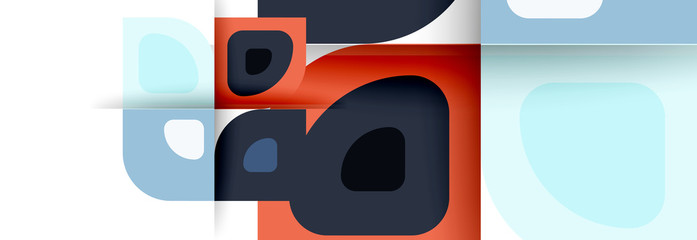 Set of vector modern geometric abstract backgrounds with repeating abstract round shapes patterns and shadow effects