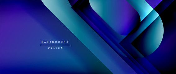 Vector geometric abstract background with lines and modern forms. Fluid gradient with abstract round shapes and shadow and light effects