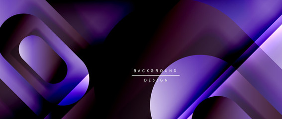 Vector geometric abstract background with lines and modern forms. Fluid gradient with abstract round shapes and shadow and light effects