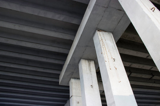Supports of the road bridge over the railway tracks