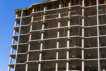 
Reinforced concrete structure of a building under construction