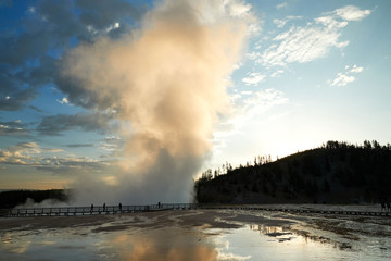 Lower Geyser Basin at sunrise