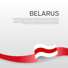 Belarus flag background. Wavy ribbon in the colors of the flag of belarus on a white background. National poster. Vector design. State belarusian patriotic banner, flyer