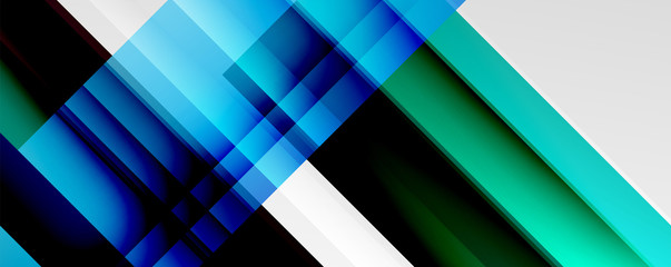 Obraz premium Geometric abstract backgrounds with shadow lines, modern forms, rectangles, squares and fluid gradients. Bright colorful stripes cool backdrops