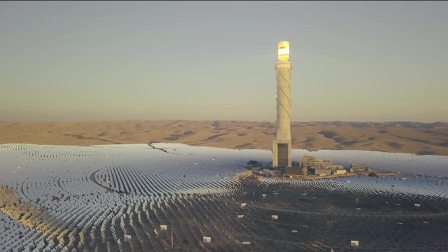 The Megalim solar power station in the Negev desert in Israel. The Megalim concentrated solar power and thermal electric power plant in Israels Negev Desert is up and running. 