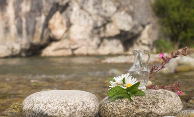 Natural herbal medicine organic glass and research and development concept.