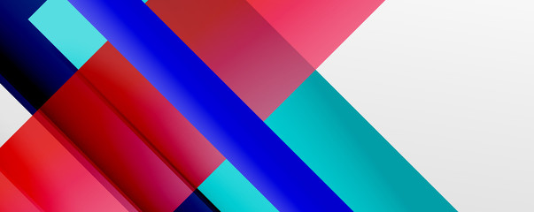 Geometric abstract backgrounds with shadow lines, modern forms, rectangles, squares and fluid gradients. Bright colorful stripes cool backdrops