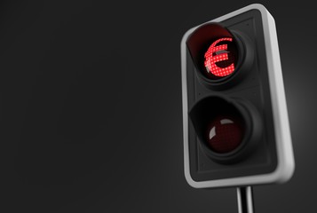 Red euro symbol inside traffic light