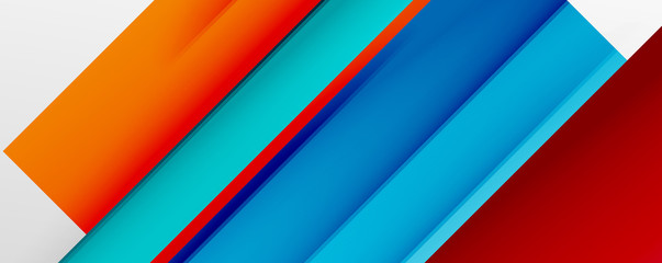 Geometric abstract backgrounds with shadow lines, modern forms, rectangles, squares and fluid gradients. Bright colorful stripes cool backdrops