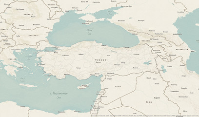 Fototapeta na wymiar vintage map of turkey