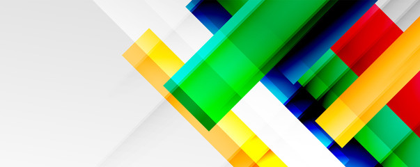 Geometric abstract backgrounds with shadow lines, modern forms, rectangles, squares and fluid gradients. Bright colorful stripes cool backdrops