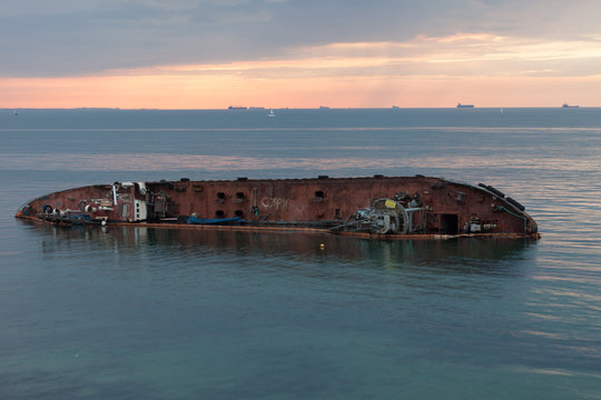 Shipwrecked Tanker Delfi  Off  The Coast Of Odessa 