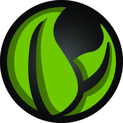 Vector Design of a Leaf Logo in Green and Black with Circle Theme