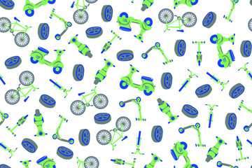 Bike scooter seamless vector pattern