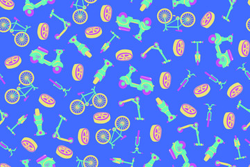 Bike scooter seamless vector pattern