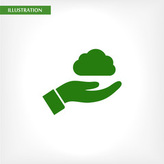 Cloud in a hand vector icon  , lorem ipsum Flat design