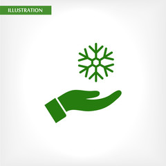 snowflake in the hand icon , lorem ipsum Flat design