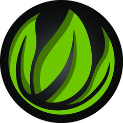 Vector Design of a Leaf Logo in Green and Black with Circle Theme