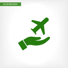 plane in the hand icon , lorem ipsum Flat design